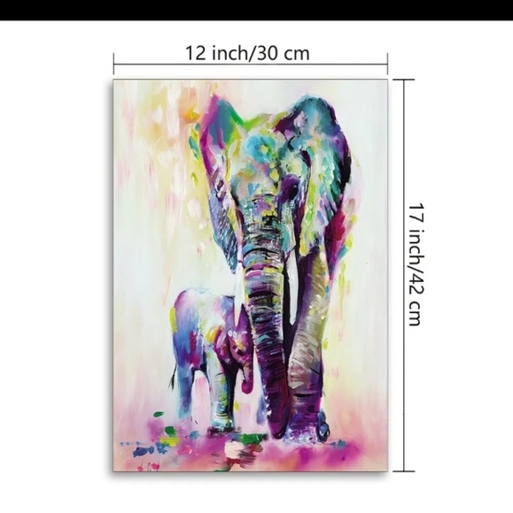 Water Color Elephant Canvas Print 17"×12" - Picture 2 of 3